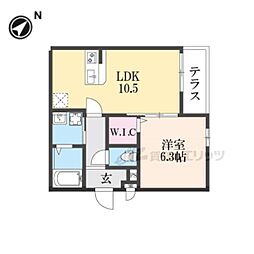 サンセレーノMINAMI 1階1LDKの間取り