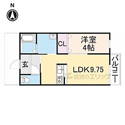 メゾン貞光V 1階1LDKの間取り