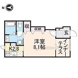 ル・プランタン 1階1Kの間取り