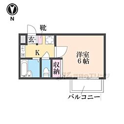 積和マンション 1Kの間取図画像