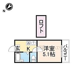 MAYUMIハイツ枚方12番館 ワンルームの間取図画像