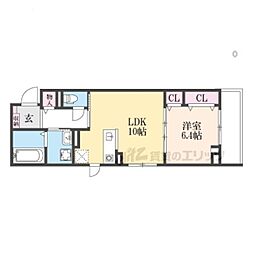 ハイドレンジア くずは 1LDKの間取図画像