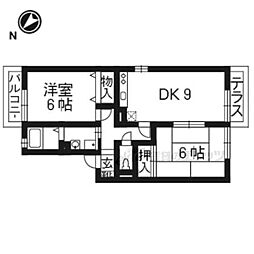 ボンジュール岡山手二番館 2LDKの間取図画像