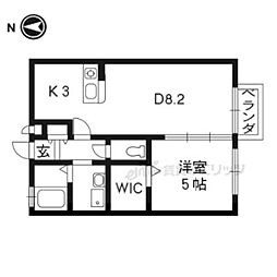 エミネンス牧野 1LDKの間取図画像