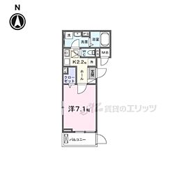 ラフレシール ウエスト 1Kの間取図画像