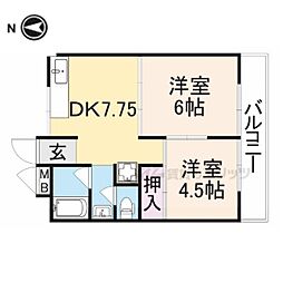 コーポ三樹 2DKの間取図画像
