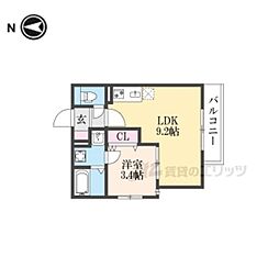 リテラス光善寺 1LDKの間取図画像