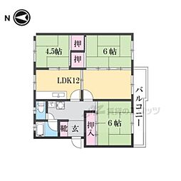 男山第2住宅109棟 3LDKの間取図画像