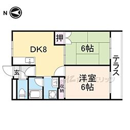 パレ音羽 2DKの間取図画像