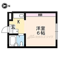 リーフジャルダン牧野駅前 ワンルームの間取図画像
