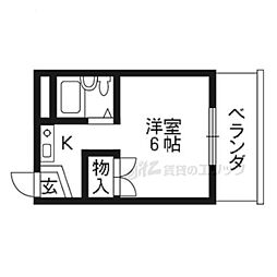 シャンテー牧野 ワンルームの間取図画像