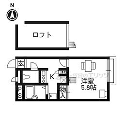 レオパレスプランタン壱番館 1Kの間取図画像
