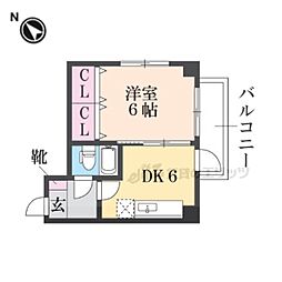 ジョイフルクズハ2 1DKの間取図画像
