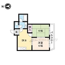 ハイネス楠葉2 2DKの間取図画像