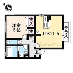 コンフォートくすは 1LDKの間取図画像
