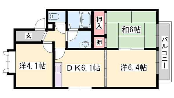 松本駅前ハイツ ｜兵庫県加古川市尾上町旭2丁目(賃貸アパート3DK・2階・52.45㎡)の写真 その2