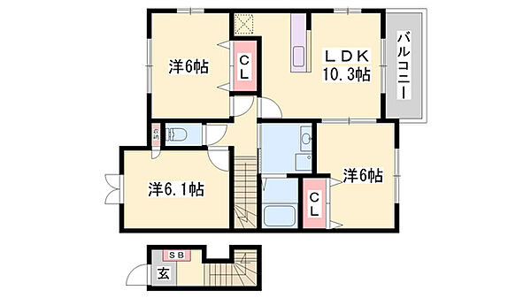 兵庫県加古川市加古川町友沢(賃貸アパート3LDK・2階・67.43㎡)の写真 その2
