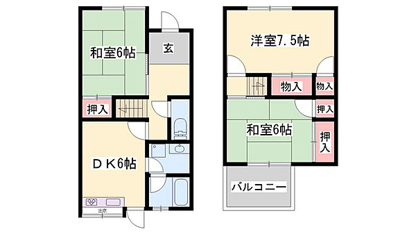 3宝殿ヤングハイツ ｜兵庫県高砂市米田町島(賃貸アパート3DK・1階・63.18㎡)の写真 その2