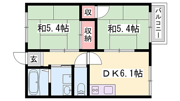 フレグランス藤 ｜兵庫県小野市王子町(賃貸アパート2DK・2階・40.54㎡)の写真 その2