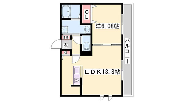 D-room天神　B棟 ｜兵庫県小野市天神町(賃貸アパート1LDK・1階・45.31㎡)の写真 その2