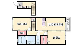 ラ・グランディール  ｜ 兵庫県加古川市平岡町中野（賃貸アパート1LDK・2階・57.30㎡） その2