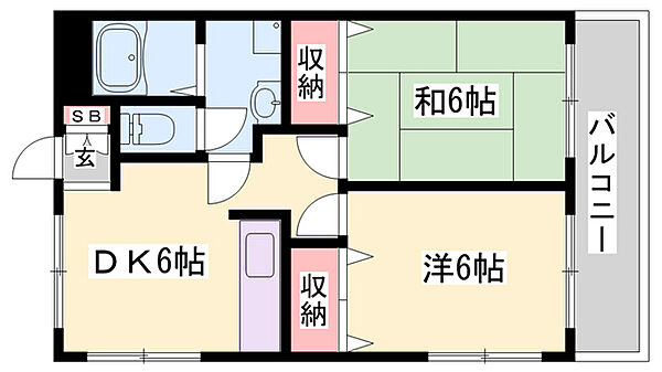 ゼクセル ｜兵庫県小野市王子町(賃貸マンション2DK・2階・45.36㎡)の写真 その2