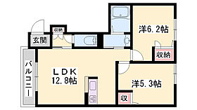 ラメゾンドゥアミーB棟  ｜ 兵庫県加古郡稲美町国岡4丁目（賃貸アパート2LDK・1階・53.44㎡） その2