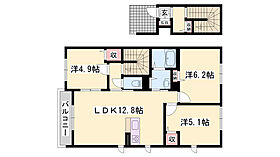 ＭＡＳＴ　ＣＯＵＲＴ浜の宮　A棟  ｜ 兵庫県加古川市尾上町口里（賃貸アパート3LDK・2階・67.70㎡） その2