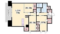 グランカサーレ西明石駅前 9階3LDKの間取り