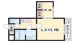 アプローズ加古川 3階1LDKの間取り