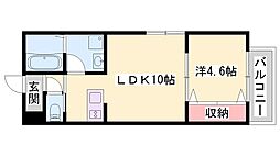 シェリル加古川 3階1LDKの間取り