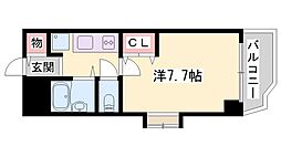 ジュネス西明石 4階1Kの間取り