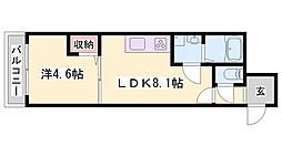 アーバンコート加古川 1階1LDKの間取り