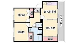 サンエルディム 1階3DKの間取り