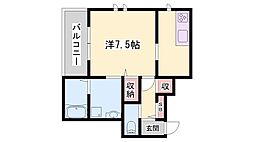 (仮称) 西新町PJ 1Kの間取図画像