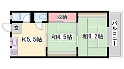 鳳アパート 2Kの間取図画像