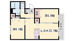 エフ・メゾン 2LDKの間取図画像