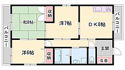 プリオール小野 3DKの間取図画像