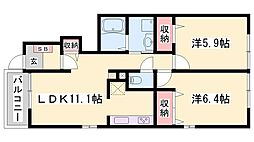 パイングローブ 2LDKの間取図画像