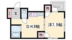 メゾンアンシャンテ 1DKの間取図画像
