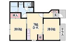 ハーブテラス1リーフ 2DKの間取図画像