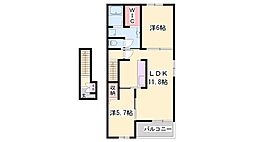 ディアコート二見2 2LDKの間取図画像