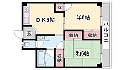 三木グリーンハイツ 2DKの間取図画像