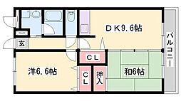 ノーブル・ヴィレッジ 2DKの間取図画像