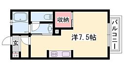 シャーメゾンM ワンルームの間取図画像