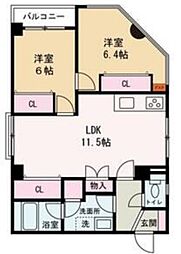 ベルトピア東加古川2 3DKの間取図画像