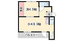 ドミールサニー緑町1号棟 1DKの間取図画像