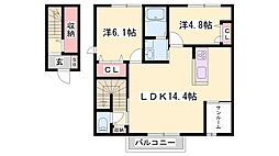 ベル・フロンテB棟 2LDKの間取図画像