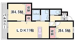 アンリコート1 2LDKの間取図画像