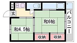 ビレッジハウス志方1号棟 2Kの間取図画像